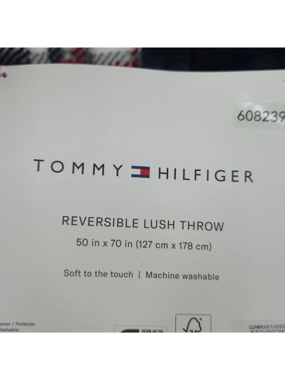 Tommy Hilfiger Reversible Plush Throw Blanket 50x70